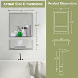 Suteck Shower Niche, 25" x 17" 3.8" Outer Size, Actual Size 14" + 16.5"(Big Grid) 14"+ 6" (Small Grid) Tile Ready Recessed Shower Shelf Bathroom Niche Box for Organization Suteck