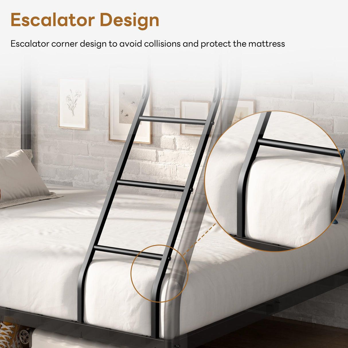 SogesSleep Bunk Beds Twin Over Full Size, Heavy Duty Metal Bunk Bed Frame with Flannel Board for Teens and Adults, for Spaces-Saving, Smooth Rounded Edges, Noise Free & Easy Assembly, Black SogesSleep