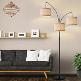 Dimmable Floor Lamp - 3 Lights Arc Floor Lamps for Living Room, 1000LM Modern Tall Standing Lamp With Beige Shades & Heavy Base, Mid Century Tree Floor Lamp for Bedroom Office, 3 LED Bulbs Included Nintiue