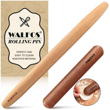 Walfos French Rolling Pin Set - Natural Wooden Rolling Pins (8inch, 15.7inch), Baking Dough Roller for Pizza, Pie, Pasta, Bread, Pastry, No Coating Walfos