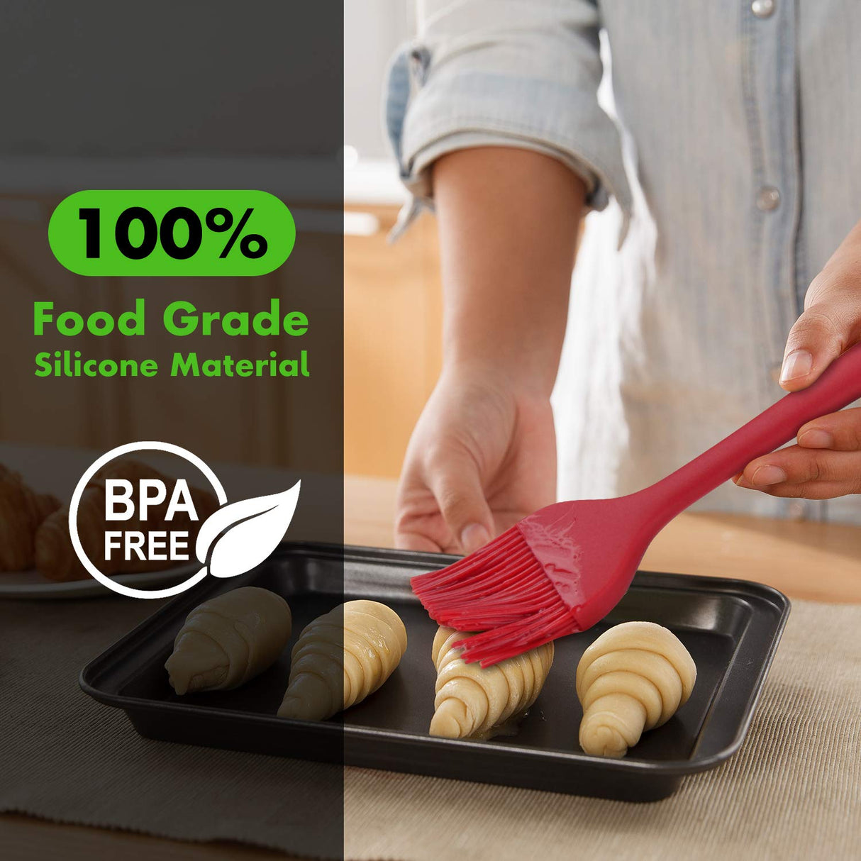 HOTEC Silicone Heat Resistant Marinading Meat Grill Basting Pastry Brush for Oil Butter Sauce Sausages Desserts Turkey Baster Grill Barbecue, Multicolor HOTEC