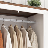 Hlivelood 4 Doors Wardrobe Armoire Closet with Doors and Drawers, Farmhouse Wooden Armoire Storage Cabinet with Shelves & Hanging Rod for Bedroom, White Hlivelood