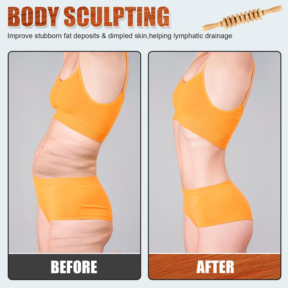 Wood Therapy Massage Tools,Wooden Massager Stick Roller Lymphatic Drainage Tool,Maderoterapia Kit Self Massage Roller Tool for Cellulite Reduction,Muscle Tension and Body Shaping,Contouring KintKita