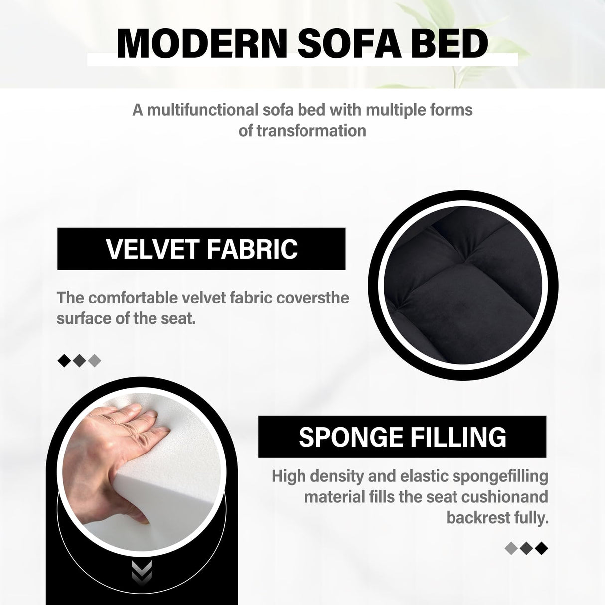 3 in 1 Sleeper Sofa Couch Bed,Velvet Convertible Loveseat Sleeper Sofa Bed,Pull Out Sofa Bed With USB Port & Ashtray and Swivel Phone Stand & Storage Pockets,Modern Sleeper Sofa for Living Room,Black WIIS' IDEA