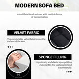 3 in 1 Sleeper Sofa Couch Bed,Velvet Convertible Loveseat Sleeper Sofa Bed,Pull Out Sofa Bed With USB Port & Ashtray and Swivel Phone Stand & Storage Pockets,Modern Sleeper Sofa for Living Room,Black WIIS' IDEA