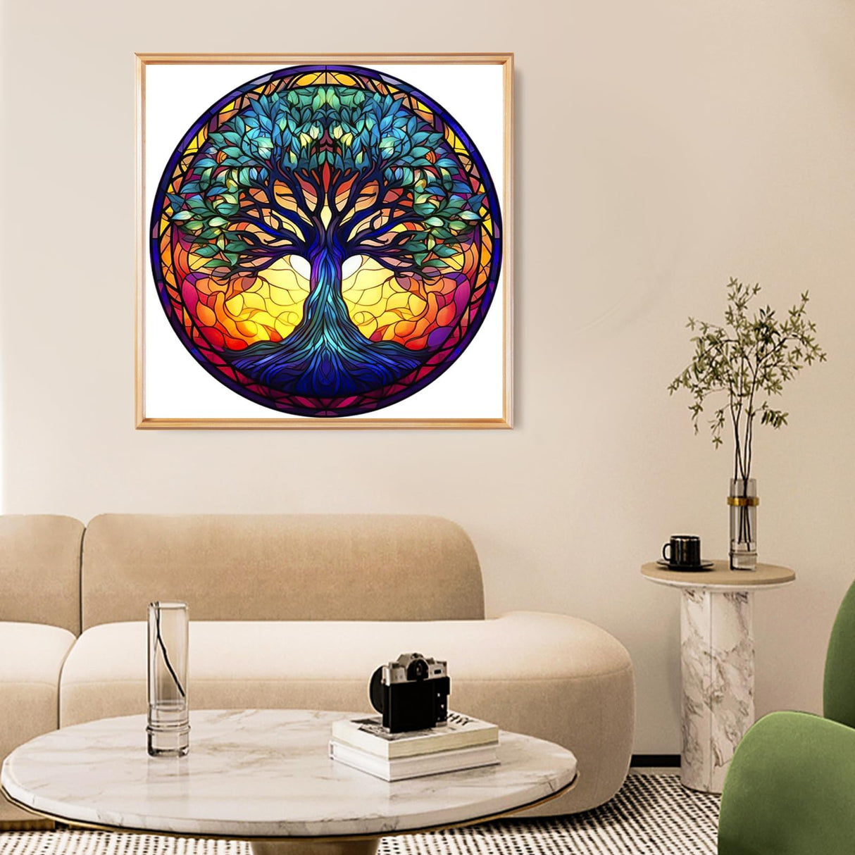 Fountor Tree of Life Diamond Art Kits for Adults - Stained Glass Diamond Painting Kits for Adults Beginners, DIY 5D Tree of Life Round Diamond Gem Art Kits for Gift Home Wall Decor 12x12inch Fountor