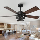 Vaczon 52" Farmhouse Ceiling Fans with Lights and Remote, Outdoor Ceiling Fan Dual Finish 5 Blades 6-Speed Quiet and Reversible DC Motor, Ceiling Fan with Light for Bedroom Living Room and Patio Vaczon