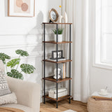 HOOBRO 5-Tier Corner Shelf Stand, Corner Square Rack Display Shelf, Tall Storage Plant Stand, Bookcase for Small Spaces, Living Room, Home Office, Kitchen, Rustic Brown and Black BF50CJ01 HOOBRO