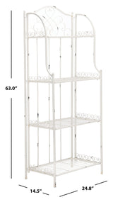 Safavieh PAT5014B Outdoor Collection Amaris Antique White Wrought Iron 4-Tier Bakers Rack Safavieh