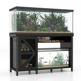 Verano 55-75 Gallon Aquarium Stand with Storage Cabinet, Fish Tank Stand with Power Outlets & LED Light, Wooden Turtle Tank 52 inch x 19.7-inch Desktop, Heavy Duty Metal Frame,1100LBS Capacity (Black) Verano Garden