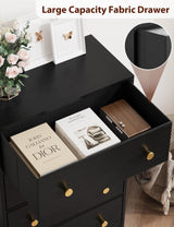 Nicehill Black Dresser for Bedroom with 5 Drawers, Fabric Dresser Storage Tower, Chest of Drawers for Closet, Living Room, Hallway, Entryway,Wood Dresser(Black) Nicehill