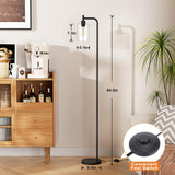 Ziisee Industrial Floor Lamp with Glass Shade - Black, LED Bulbs, Foot Pedal Switch, Easy Assembly Ziisee