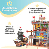 KidKraft Pirate's Cove Wooden Ship Play Set with Lights and Sounds, Pirates and 17-Piece Accessories, Gift for Ages 3+ KidKraft