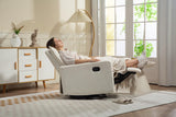 LITVZ Manual Swivel Rocking Recliner for Adults, Small Plush Wall Hugger Reclining RV Chair, 270° Glider Swivel Recliner Chair with Foot Rest for Nursery, Living Room and Small Places (White) LITVZ