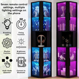 ARTETHYS Glass Display Cabinet Doors 78‘’ Tall Corner Display Case with Lights for Collectibles 5-Tier Curio Storage Shelf for Toys, Books, Black ARTETHYS