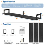 Harwaya Large Floating Book Shelves for Wall Set of 3, 36 Inch Long Wall Mount Bookshelf for Bedroom, Heavy Duty Wood Hanging Bookshelves for Books, Laundry Living Room Classroom Library -Black Harwaya