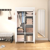 ROJASOP Portable Closet Wardrobe Closet for Hanging Clothes with 6 Storage Shelves, 1 Hanging Rod and 4 Pockets, Clothes Organizer and Storage Wardrobe Free Standing Closet for Bedroom, White ROJASOP
