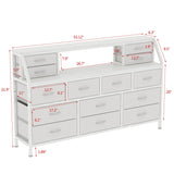 DrawXynth White Dresser for Bedroom, 55" TV Stand with 14 Drawers, Long Dresser & Chests of Drawers with Shelves & Sturdy Metal Frame & Wood Top DrawXynth