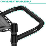 Folews Heavy Duty Rolling Cart with Wheels, 3 Tier Commercial Grade Utility Cart Metal Kitchen Storage Trolley Wire Cart Food Storage Cart Service Cart with Handle Bar & Shelf Liner, Black Folews