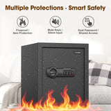 2.3 Cu.Ft Modern Fireproof Safe with Gun Rack – Dual Passwords, Fireproof Bag, Adjustable Shelf, Anti-Scratch Mat & Mounting Kit, Fits Laptop, Documents & Valuables, 15.75"D x 13.78"W x 13.78"H GOLDENKEY
