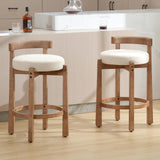 HEAH-YO Mid Century Modern Bar Stools Set of 2, 26.5" Counter Stools with Back, Linen Upholstered Barstools with Solid Wood Legs Bar Chairs for Kitchen Island Dining Room, Beige HEAH-YO