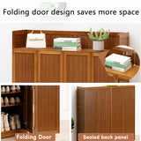 WMIASIN Bamboo Shoe Storage Cabinet with Doors, Shoe Cabinet for Entryway, 6 Tier Freestanding Shoes Heels Sneakers Shoe Rack Shelf, 36-40 Pairs Entryway Shoe Cabinet with Drawers for Hallway, Brown WMIASIN