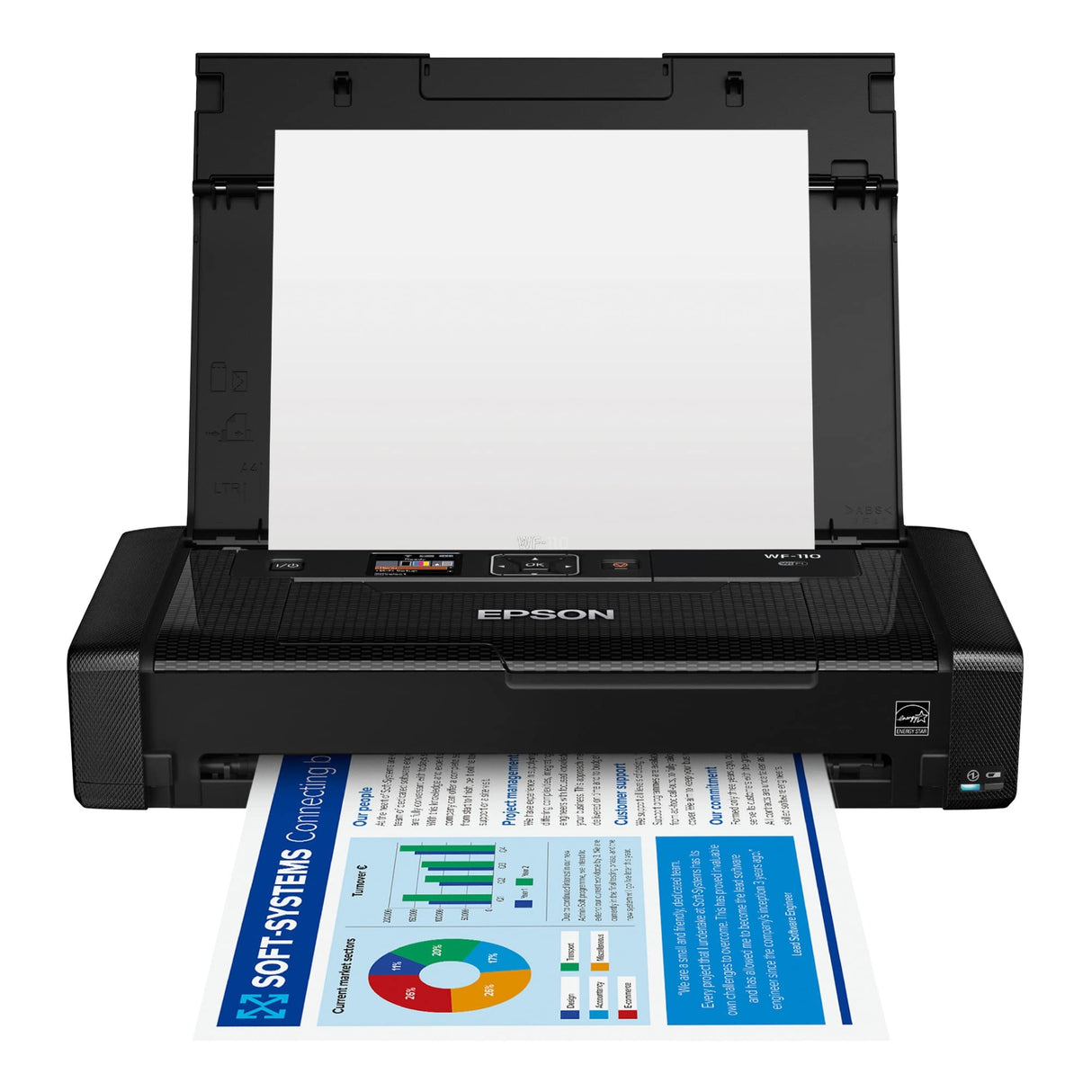 Epson Workforce WF-110 Wireless Color Mobile Printer,White, Small,Black Epson