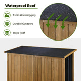 Outdoor Storage Cabinet Wood & Metal with Waterproof Roof, Garden Tool Shed with 4 adjustable reinforced feet with metal brackets, 3 Removable Shelves, 6 T-Hinge, Magnetic door,18.1"D x 49"W x 68.5"H Gowoodhut