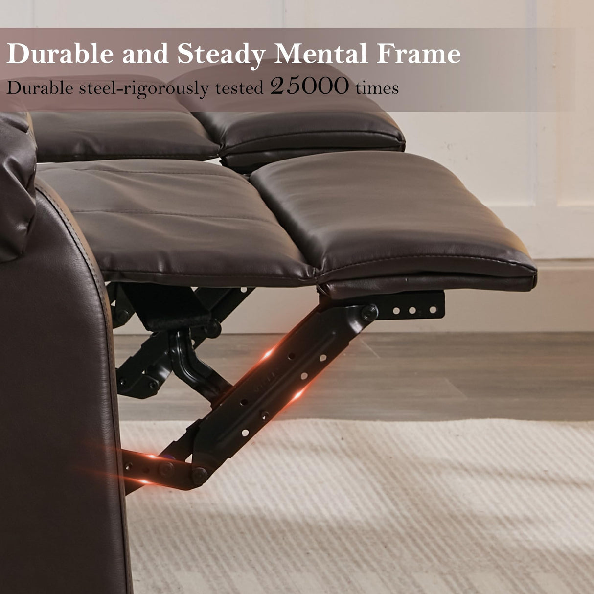 DRMBOOK Reclining Loveseat Sofa, Faux Leather Double Reclining RV Loveseat Couch with Console, Manual 2 Person Recliner, 2 Seater Home Theater Seating with Cup Holders for Living Room (Light Brown) DRMBOOK