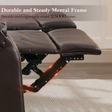 DRMBOOK Reclining Loveseat Sofa, Faux Leather Double Reclining RV Loveseat Couch with Console, Manual 2 Person Recliner, 2 Seater Home Theater Seating with Cup Holders for Living Room (Light Brown) DRMBOOK