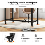 Giantex 48" Rolling Computer Desk, Mobile Study Writing Desk with 4 Smooth Wheels & Metal Frame, Simple Style Home Office Work Bench, Movable Workstation for Living Room, Study & Bedroom (Natural) Giantex