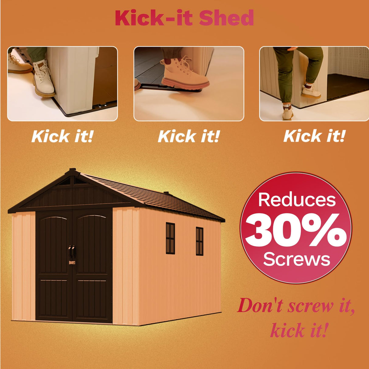 Patiowell 8x12 FT Outdoor Storage Shed, Plastic Shed Resin Garden Shed with Floor & Window & Lockable Door for Patio Furniture, Backyard Tools, Bicycles & Lawnmower, Beige Patiowell