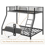 Klwenas Maec Twin Over Full Loft Bunk Beds for Kids,Teens & Adults,Heavy Duty Metal Bed Frame with Ladder,No Box Spring Needed,Space Saving Bedroom Furniture (Twin Over Full) Klwenas Maec