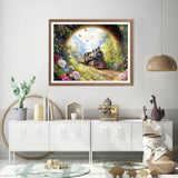 Fairyland JinWenn Diamond Art Kits for Adults Beginner, Steam Train Diamond Painting Kits 5D Diamond Dots Gem Art Crafts with Tools,Round Full Drill Funny Crafts for Home Wall Decor&Gift-12x16 inch Fairyland JinWenn