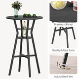 YATINEY Bar Table, 2-Tier Round High Top Table, Pub Table, Home Bar Counter Height, Bistro Tables, for Kitchen, Living Room, Meeting Room, Pub, Black BT03BB YATINEY