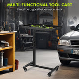 OLBRUS Adjustable Work Table with Wheels, Mechanic Rolling Tool Tray Table for Garage Repair Shops DIY, 220LBS Capacity Mobile Heavy Duty Steel Tool Cart OLBRUS