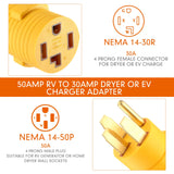 Kanayu Compatible with NEMA 14-50P to 14-30R Adapter, 4 Prong 50 Amp to 30 Amp Adapter, for Level 2 EV Charger, Generator Welder Dryer EV Charger Power Cord Connector Kanayu