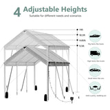 10 * 20 Heavy Duty Carport Canopy - Extra Large Portable Car Tent Garage with Adjustable Peak Height from 9.5ft to 11ft,Removable Roof &Side Walls for Car, SUV,Boats Sannwsg