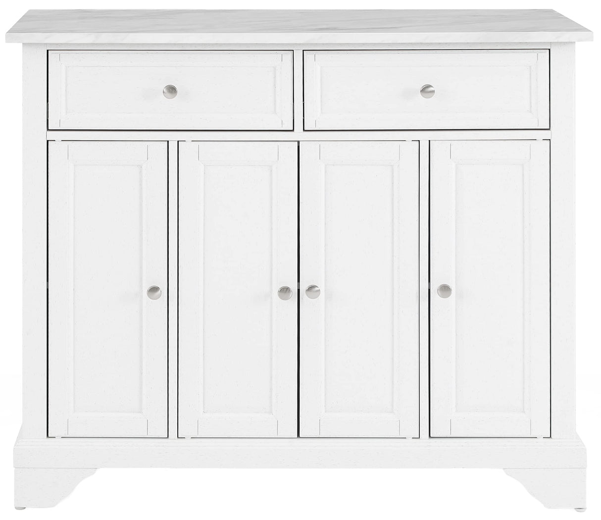 Crosley Furniture Avery Rolling Kitchen Island Storage Cart with Shelves, Microwave Stand, Coffee Bar, Distressed White Crosley Furniture