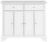 Crosley Furniture Avery Rolling Kitchen Island Storage Cart with Shelves, Microwave Stand, Coffee Bar, Distressed White Crosley Furniture