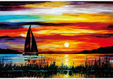Moruska Sunrise Sailing Boat Puzzle for Adults 1000 Piece Wooden Jigsaw Puzzle Gradient Color Oil Painting Art Puzzles Difficult and Unique Moruska