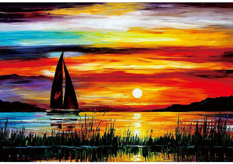 Moruska Sunrise Sailing Boat Puzzle for Adults 1000 Piece Wooden Jigsaw Puzzle Gradient Color Oil Painting Art Puzzles Difficult and Unique Moruska
