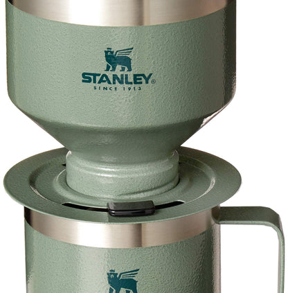 Stanley Perfect Brew Pour Over Set with Camp Mug- Reusable Filter - BPA-Free - Easy-clean Stainless Steel Coffee Maker - Hammertone Green