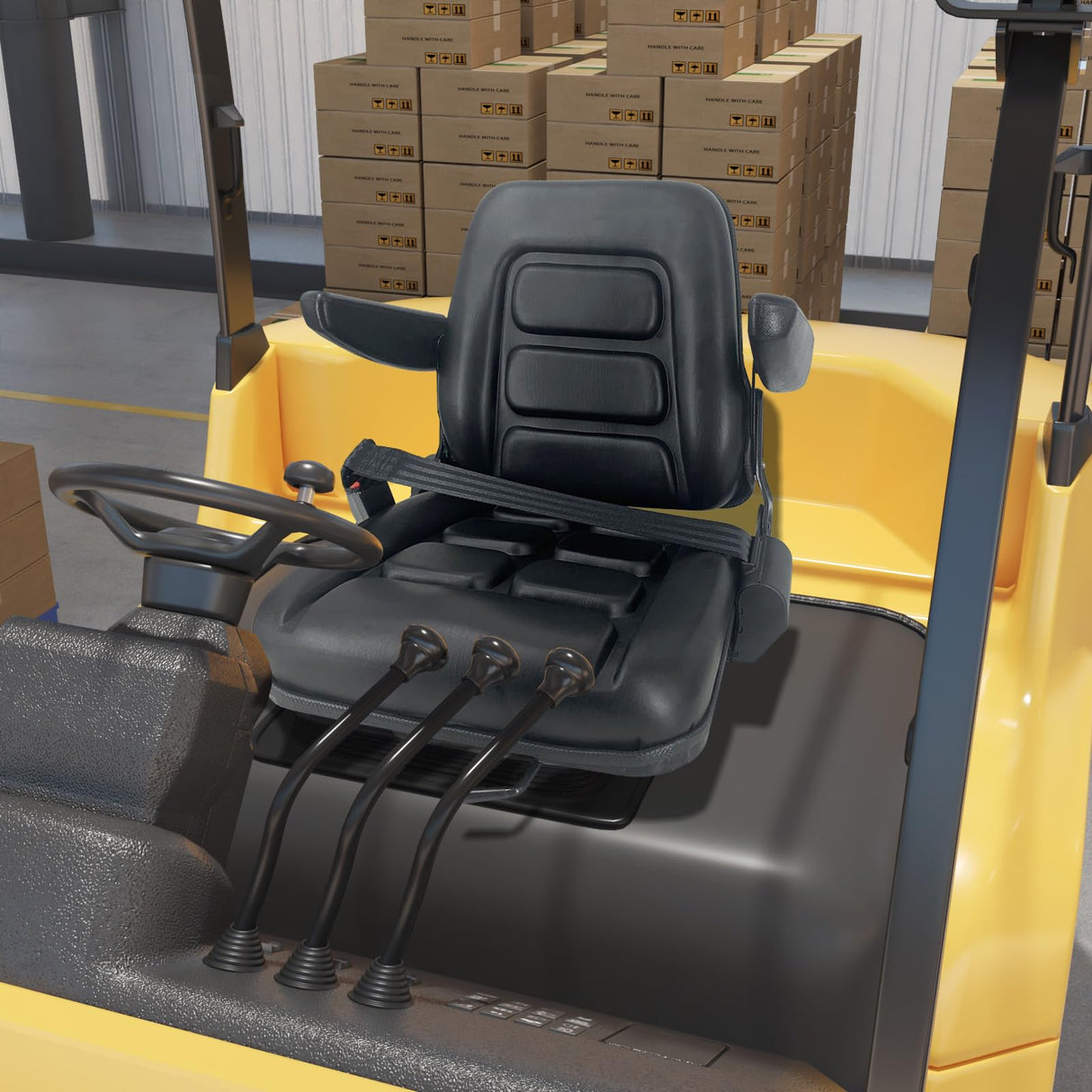 YILIKISS Universal Adjustable Forklift Seat with Safety Belt and Armrest,Adjustable Backrest Tractor Seat Replacement for Tractor Excavator, Skid Loader, Backhoe Dozer Telehandler YILIKISS