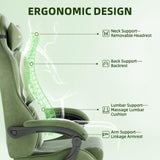 Ferghana Velvet Fabric Ergonomic Gaming Chair with Footrest and Massage, High Back Reclining Computer Gamer Chair for Adult, Racing Style PC Video Game Chair Suitable for Home Office (Green) Ferghana