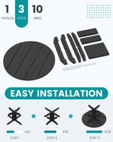 SERWALL Outdoor Coffee Table, HDPE Patio Round Coffee Table for Balcony, Garden, Backyard (Black) SERWALL