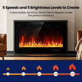 Electric Fireplace Insert 36" Realsmart 1500W Wall Mounted Fireplaces Recessed Heaters Remote Control Slim Black Fireplace Touch Screen Timer 12 Flame Colors LED Decor Low Noise RealSmart