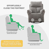 ANJ Swivel Rocker Recliner Nursery Chair, Manual Glider Rocking Recliner Chairs for Adults, Small Recliners for Small Space, 360° Swivel Lazy Boy Recliner Chairs for Living Room, rv, Silver Grey ANJ