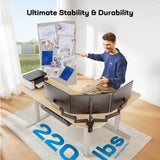 HUANUO 63″ Dual Motor L-Shaped Standing Desk, Built-in Power Outlets, Electric Height Adjustable Corner Computer Desk, Large Power Strip Holder, Sit Stand Up Desk with 3 Preset Heights, Natural Wood HUANUO