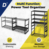 Heavy Duty Power Tool Organizer Wall Mount (Holds Up to 165 lbs) Include Level for Easy Multisurface Install Tool Organizer with Customizable Shelves Multi-Tool Holder for Drills, Hammers & Hand Tools Decluttify